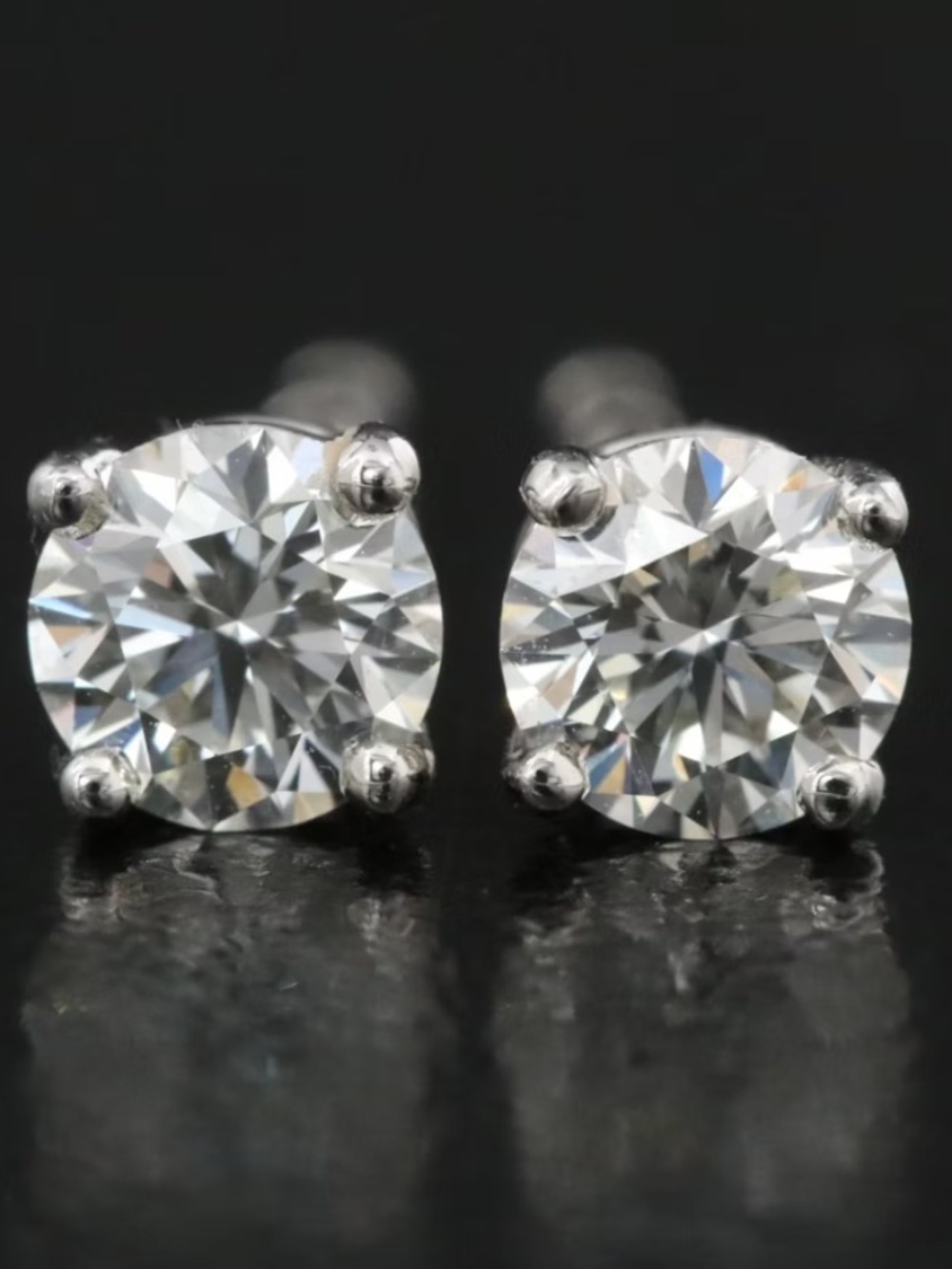 Tiffany & Co. 0.48 CTW Platinum Diamond Stud Earrings with Tiffany Certificates